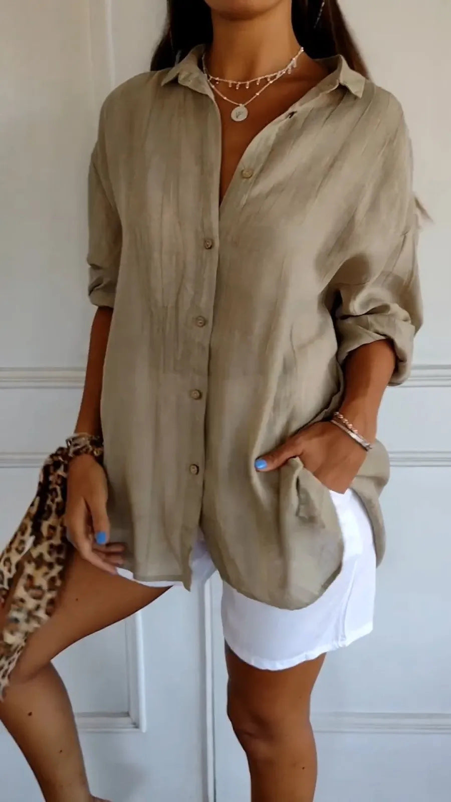 Pleated Shirt Tops