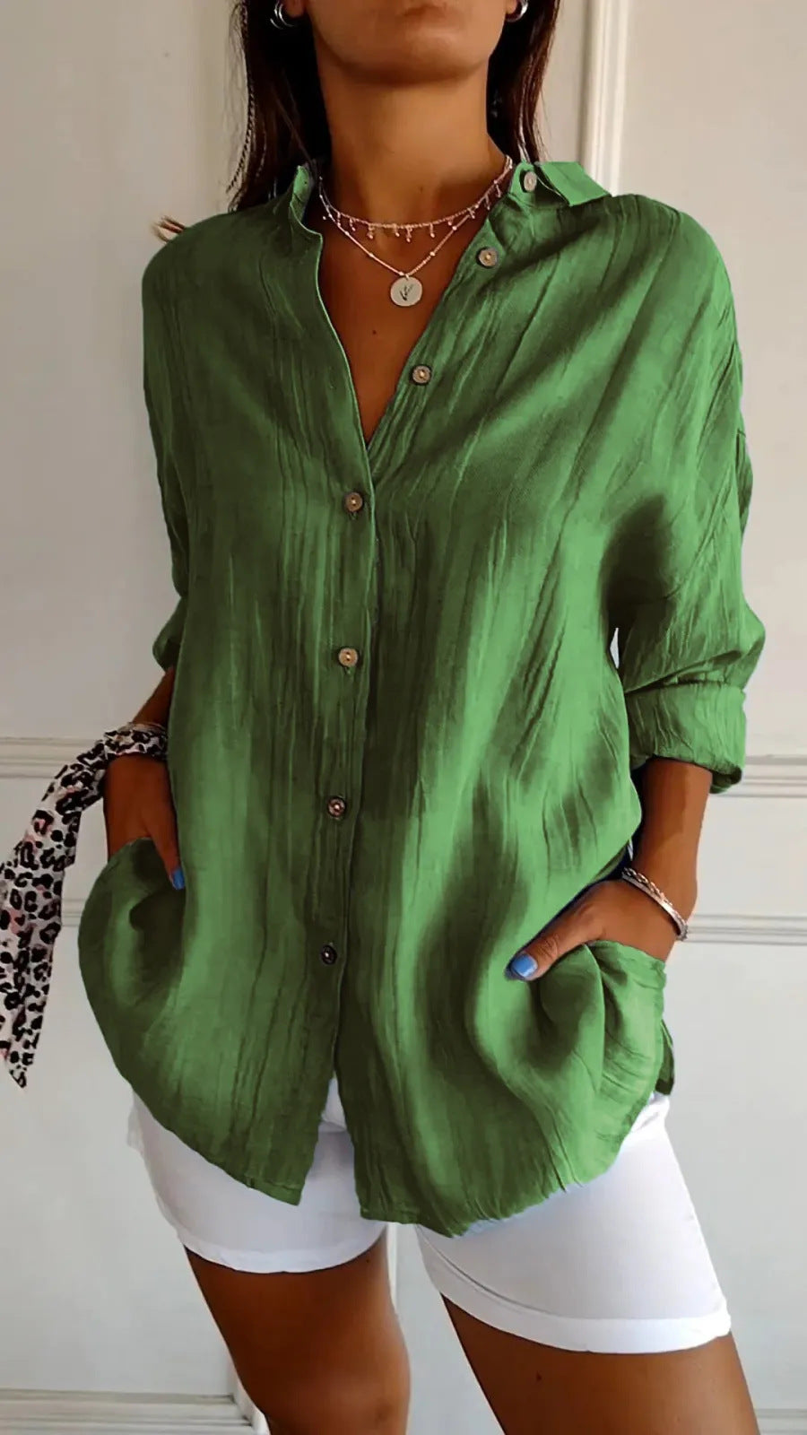 Pleated Shirt Tops