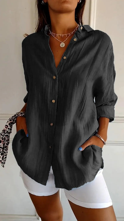 Pleated Shirt Tops