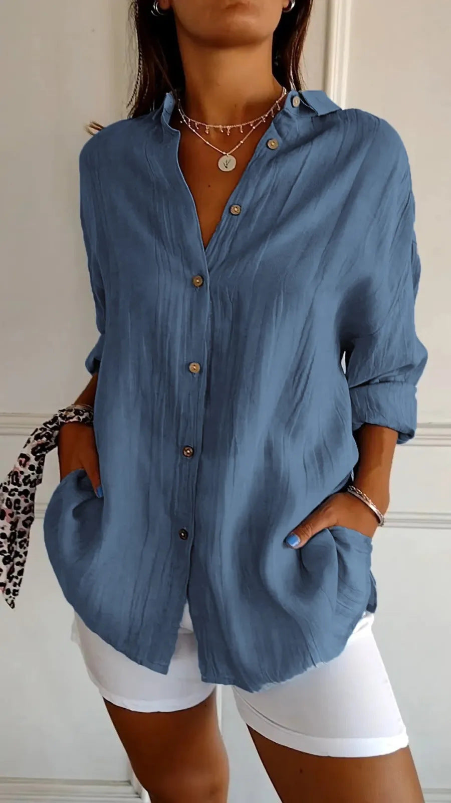 Pleated Shirt Tops